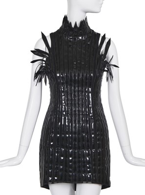 Lot 139 - A Thierry Mugler black vinyl 'Spike' dress, Autumn-Winter 1990-91