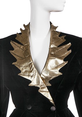 Lot 140 - A Thierry Mugler black velvet and gold lamé suit, circa 1`990