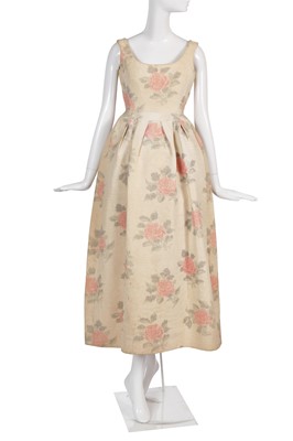 Lot 346 - A Christian Dior floral printed cotton evening gown, circa 1960