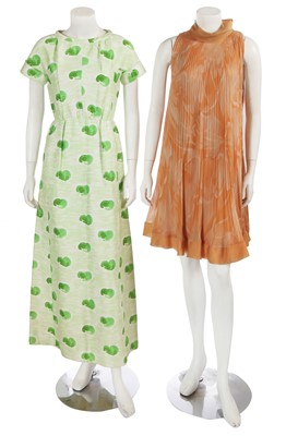 Lot 534 - An André Courrèges printed green cotton dress, 1970-71