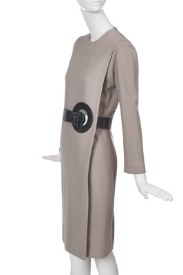 Lot 262 - A Pierre Cardin futuristic grey moss crêpe dinner dress, 1980s