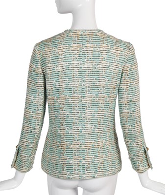 Lot 46 - A Gabrielle Chanel haute couture blue and white tweed jacket, circa 1970