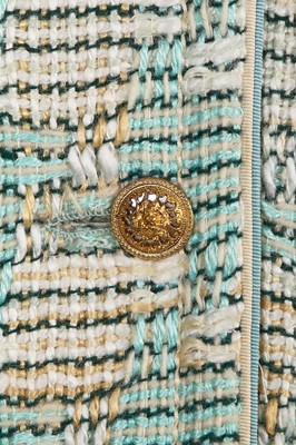 Lot 46 - A Gabrielle Chanel haute couture blue and white tweed jacket, circa 1970