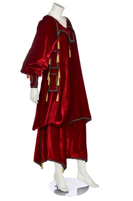 Lot 510 - A rare and early Zandra Rhodes burgundy velvet ensemble, circa 1970