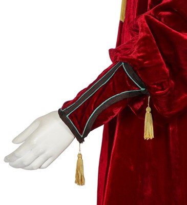 Lot 510 - A rare and early Zandra Rhodes burgundy velvet ensemble, circa 1970