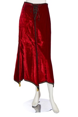 Lot 510 - A rare and early Zandra Rhodes burgundy velvet ensemble, circa 1970