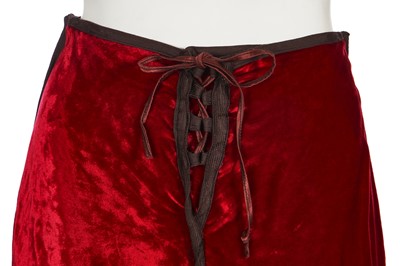 Lot 510 - A rare and early Zandra Rhodes burgundy velvet ensemble, circa 1970