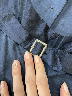 Lot 132 - A Jean Paul Gaultier blue silk-linen blend halter neck playsuit, circa 1990