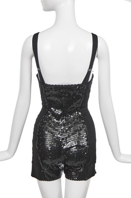 Lot 133 - A Jean Paul Gaultier black sequined viscose playsuit, circa 1990