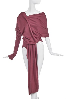 Lot 266 - A rare John Galliano grape wool jersey wrap top, 'Hairclips' collection, Autumn-Winter 1988-89