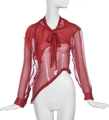 Lot 267 - A John Galliano wine chiffon blouse, 'Hairclips' collection, Autumn-Winter 1988-89