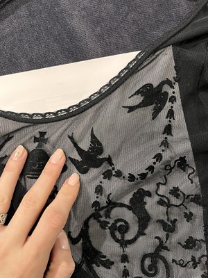Lot 111 - A Vivienne Westwood flocked black tulle 'Boulle' body, 1992
