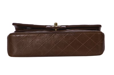 Lot 23 - A Chanel quilted chocolate brown lambskin leather classic flap bag, 2002-2003