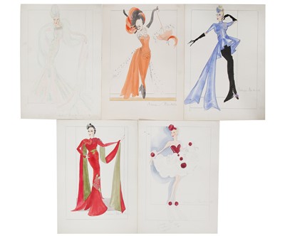 Lot 395 - A group of Norman Hartnell original fashion designs, late 1930s-1940s