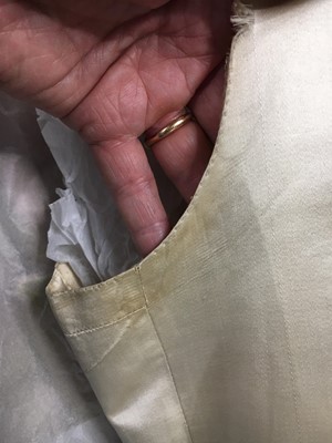 Lot 425 - A gentleman's embroidered pale lilac satin suit, probably French, circa 1780