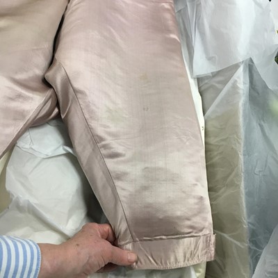 Lot 425 - A gentleman's embroidered pale lilac satin suit, probably French, circa 1780