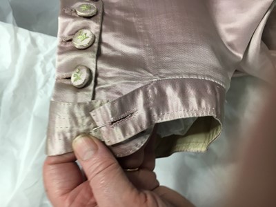 Lot 425 - A gentleman's embroidered pale lilac satin suit, probably French, circa 1780