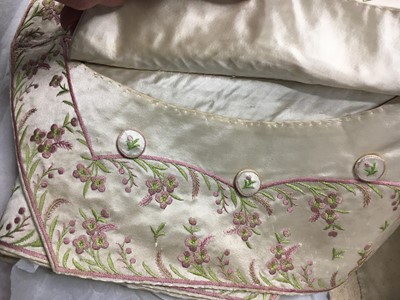 Lot 425 - A gentleman's embroidered pale lilac satin suit, probably French, circa 1780