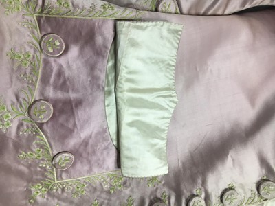 Lot 425 - A gentleman's embroidered pale lilac satin suit, probably French, circa 1780