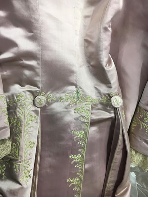 Lot 425 - A gentleman's embroidered pale lilac satin suit, probably French, circa 1780