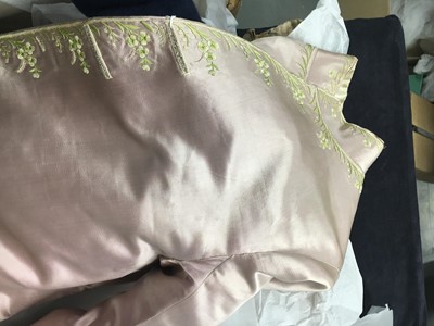 Lot 425 - A gentleman's embroidered pale lilac satin suit, probably French, circa 1780
