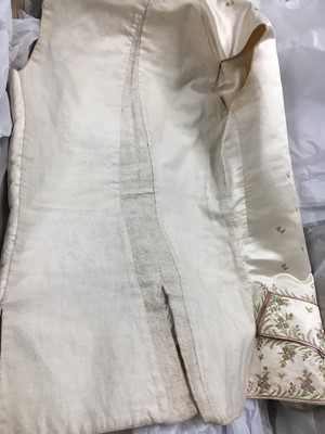 Lot 425 - A gentleman's embroidered pale lilac satin suit, probably French, circa 1780