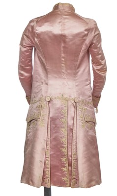 Lot 425 - A gentleman's embroidered pale lilac satin suit, probably French, circa 1780