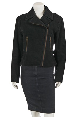 Lot 350 - An Azzedine Alaïa black brushed wool jacket, Autumn-Winter 1990-91