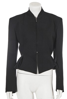 Lot 349 - A John Galliano black moss crêpe jacket, 'Fencing' collection, Autumn-Winter 1990-91