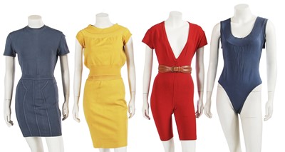 Lot 400 - Four colourful Azzedine Alaïa bodycon ensembles, late 1980s-90s