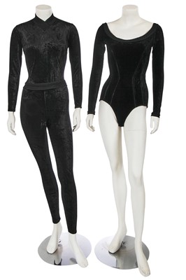 Lot 351 - Two Azzedine Alaïa black stretch velvet ensembles, circa 1990