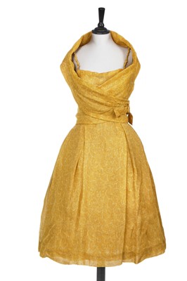 Lot 370 - A Christian Dior London yellow organza cocktail dress, circa 1957