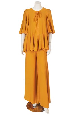 Lot 488 - A Biba sunflower yellow crêpe ensemble, 1973-75