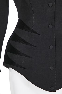 Lot 142 - A Thierry Mugler black wool jacket, 'Music Hall' collection, Autumn-Winter 1990-91