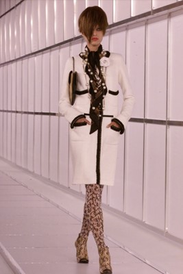 Lot 150 - A Chanel by Karl Lagerfeld white bouclé wool-blend coat-dress, Autumn-Winter 2000-01