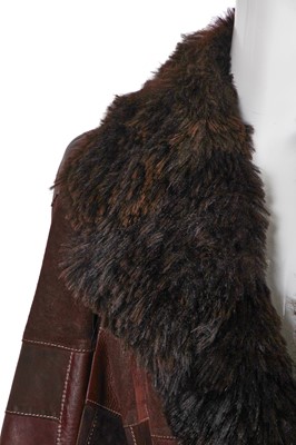 Lot 96 - An Alexander McQueen patchwork leather and fur coat, 'Eshu' collection, Autumn-Winter 2000-01