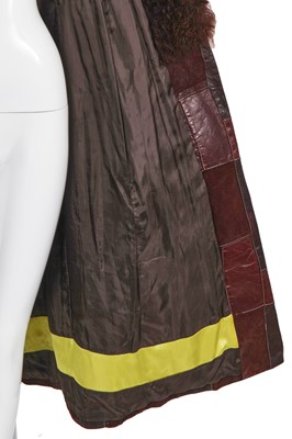 Lot 96 - An Alexander McQueen patchwork leather and fur coat, 'Eshu' collection, Autumn-Winter 2000-01