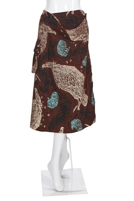Lot 278 - A John Galliano vulture-print sarong skirt, 'The Ludic Game' collection, Autumn-Winter 1985-86