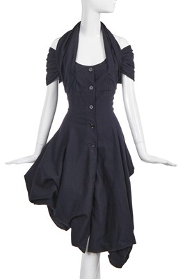 Lot 268 - A John Galliano navy blue wool dress, 'Blanche DuBois' collection, Spring-Summer 1988