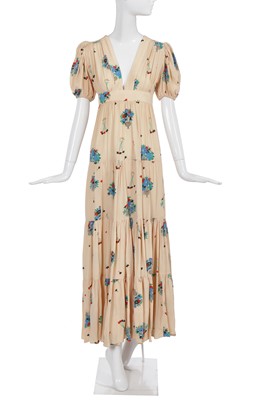 Lot 324 - An Ossie Clark/Celia Birtwell for Radley ivory crêpe dress, 1971