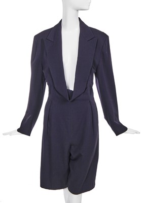 Lot 264 - A John Galliano navy wool playsuit, 'Charles James' collection, Spring-Summer 1989