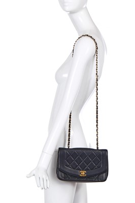 Lot 29 - A Chanel navy lambskin 'Diana' bag, circa 1992