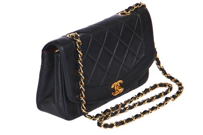 Lot 29 - A Chanel navy lambskin 'Diana' bag, circa 1992