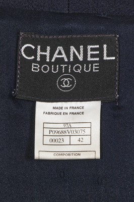 Lot 30 - A Chanel navy wool crêpe suit, Autumn-Winter 1997-98