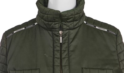 Lot 160 - A Chanel by Karl Lagerfeld quilted green cotton-blend suit, Autumn-Winter 2000-01