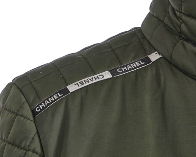 Lot 160 - A Chanel by Karl Lagerfeld quilted green cotton-blend suit, Autumn-Winter 2000-01