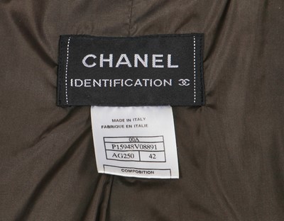 Lot 160 - A Chanel by Karl Lagerfeld quilted green cotton-blend suit, Autumn-Winter 2000-01