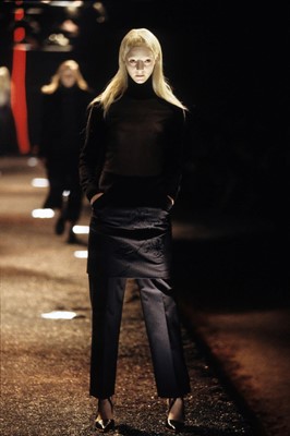 Lot 127 - A pair of Alexander McQueen pinstripe trousers, 'Joan' collection, Autumn-Winter 1998-99