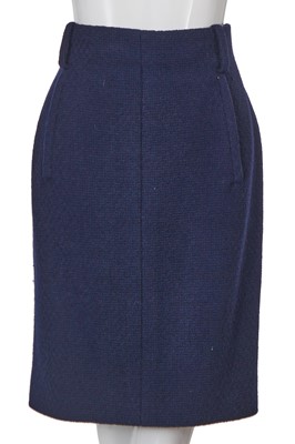 Lot 47 - A Chanel navy blue wool bouclé suit, Cruise 1995