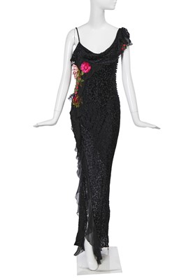 Lot 91 - A Christian Dior by John Galliano black devoré velvet dress, commercial collection 2002